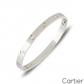 Cartier White Gold Half Diamond Love Bracelet Size 19 B6035819 Cartier White Gold Half Diamond Love Bracelet Size 19 B6035819